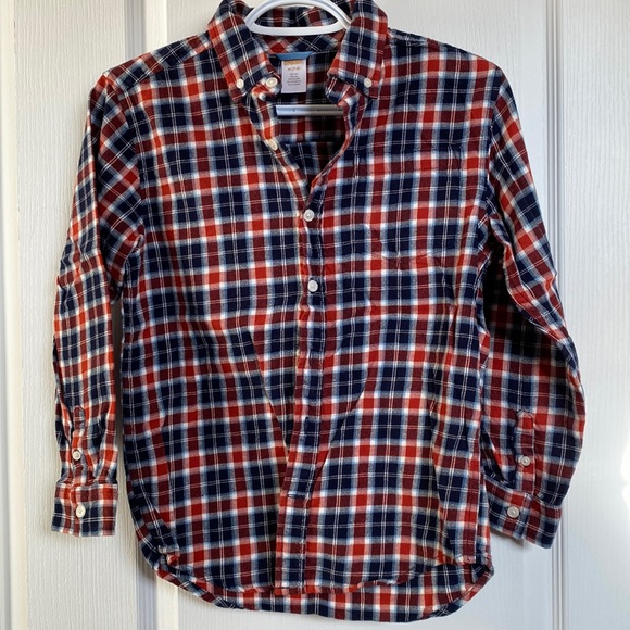 Boys Red & Blue Plaid Button Up - Picture 1 of 3